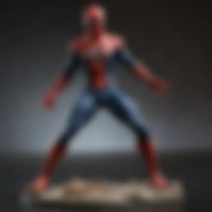 Collector displaying Spider Man action figure in a showcase