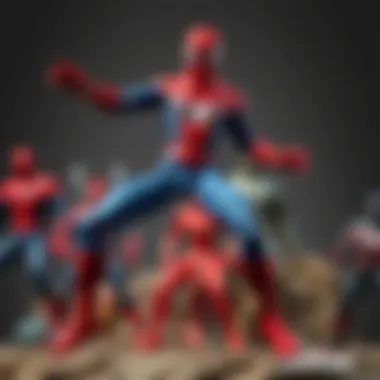 Spider-Man action figures in a dynamic pose, showcasing their playability and appeal to fans.