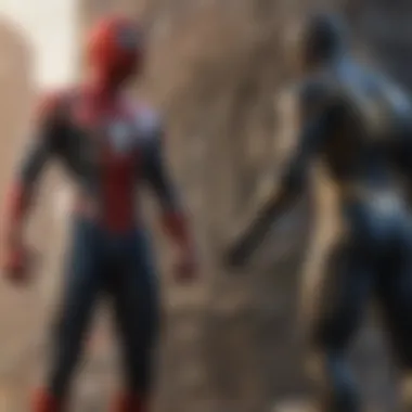 Spider-Man facing off against villains