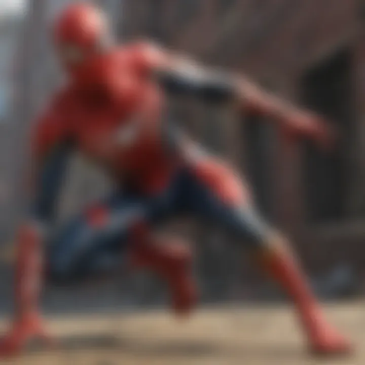 Spider-Man in a dynamic pose demonstrating agility and web-slinging