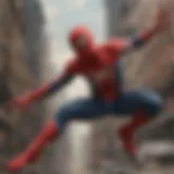 Spider-Man engaging with Avengers in a dynamic scene