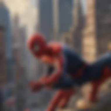 Spider-Man overlooking bustling city