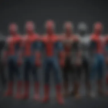 Diverse character lineup from Spider-Man films