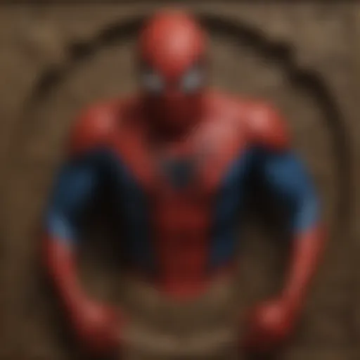 A detailed view of a Spider-Man collectible box showcasing its intricate design.