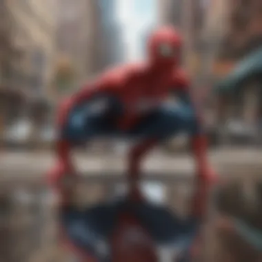 Spider-Man contemplating his future amidst city lights