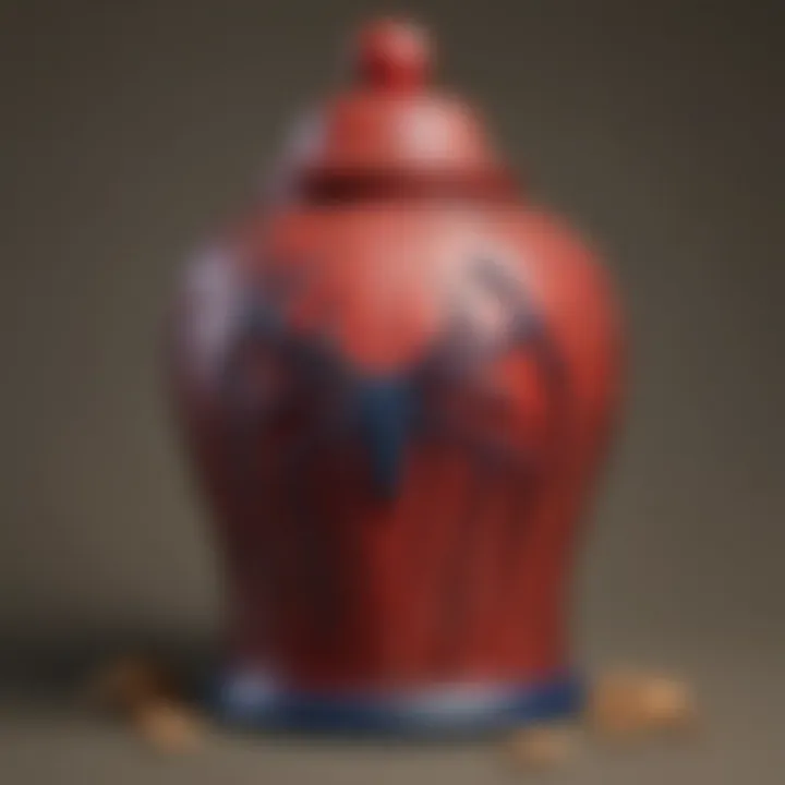 An artistic close-up of a Spider-Man cookie jar emphasizing its intricate details.