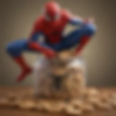 Fans admiring a Spider-Man cookie jar at a collectible event.