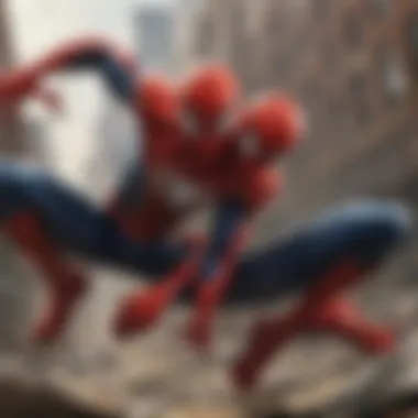 Epic Battles and Villain Confrontations Spider-Man battling a formidable villain in a dramatic showdown