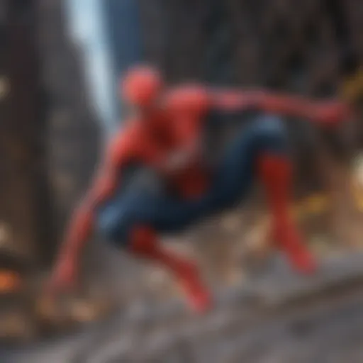 Dynamic action scene featuring Spider-Man