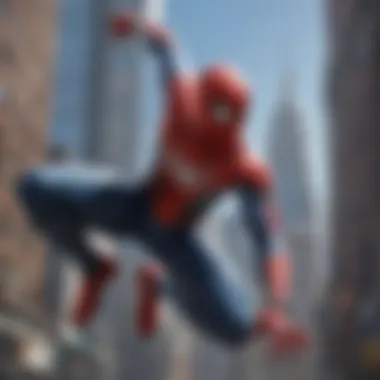 Spider-Man exploring a futuristic tech lab