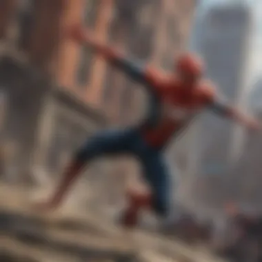 Spider-Man in action, fighting off villains