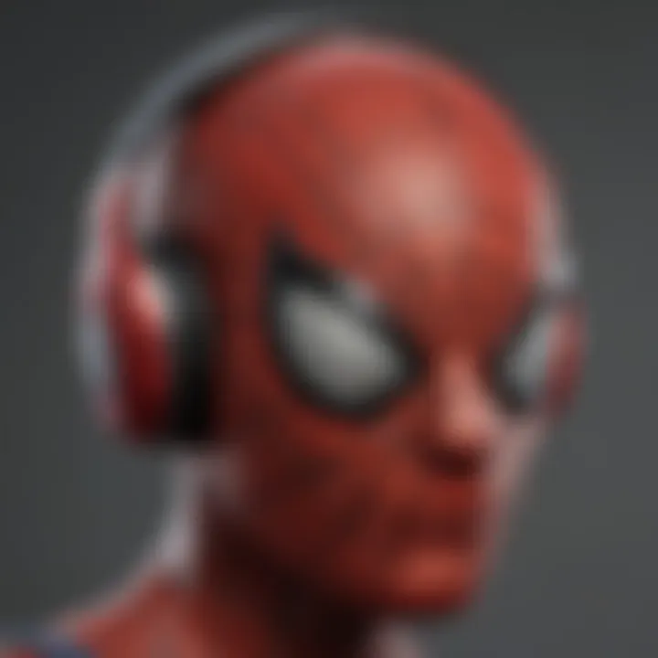 Spider-Man headphones with advanced technology features displayed