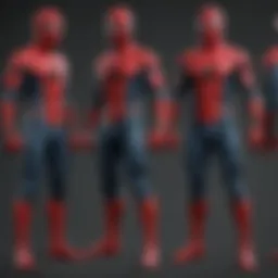 Heroic transformation of a young man in red and blue suit