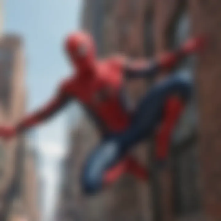 Spider-Man in a high-flying action pose