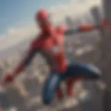 Spider-Man in the midst of a high-flying battle