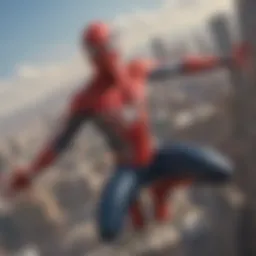 Spider-Man in the midst of a high-flying battle