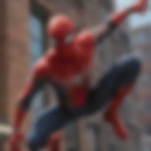 A dynamic scene depicting Spider-Man in action against the backdrop of New York City.