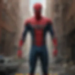 A vibrant poster of Spider-Man: Homecoming showcasing the web-slinger in action