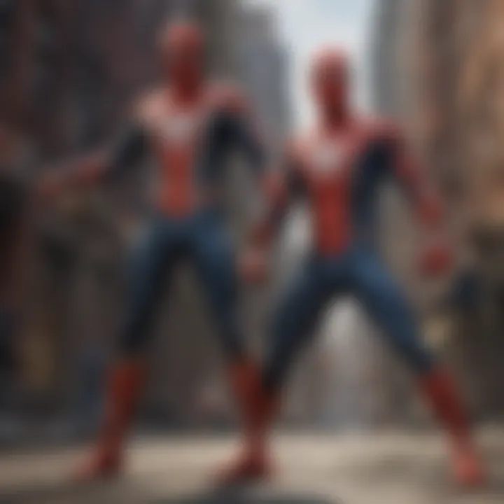 Close-up of Spider-Man's iconic suit