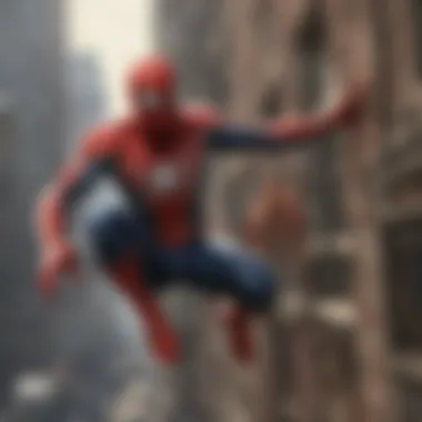 Close-up of Spider-Man in intense combat with a villain