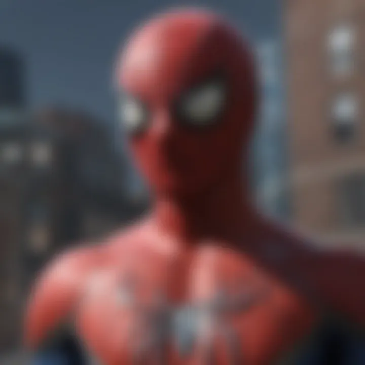 A close-up of the protagonist wearing the Spider-Man suit