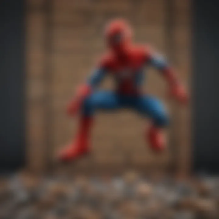 A captivating scene of Spider-Man in action, created using LEGO bricks, emphasizing creativity.