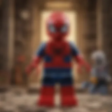 Spider-Man LEGO sets displayed in a collector's showcase, highlighting their thematic diversity.