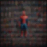 A detailed collection of various Spider-Man minifigures showcasing their unique designs.