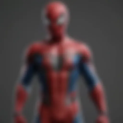 Concept art showcasing the evolution of Spider-Man's costume throughout the series