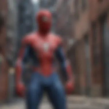 Spider-Man navigating through bustling streets of New York City