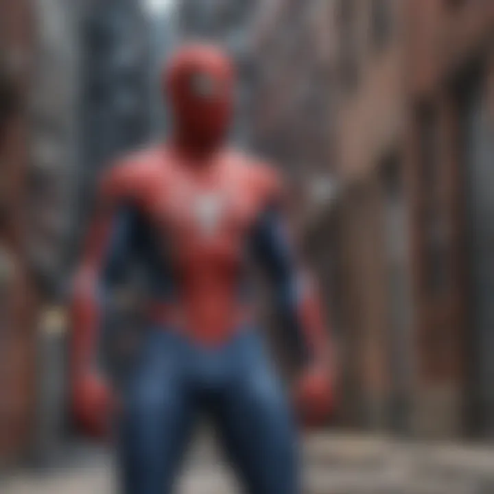 Spider-Man navigating through bustling streets of New York City