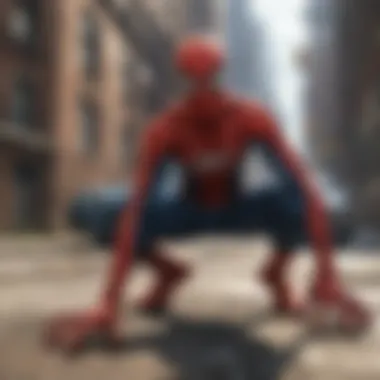 Urban Exploration with Spider-Man Spider-Man navigating the bustling streets of New York