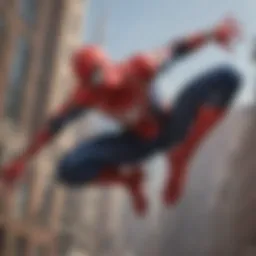 A captivating scene from Spider-Man: No Way Home featuring the iconic web-slinger in action.