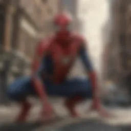 Spider-Man swinging through the city skyline