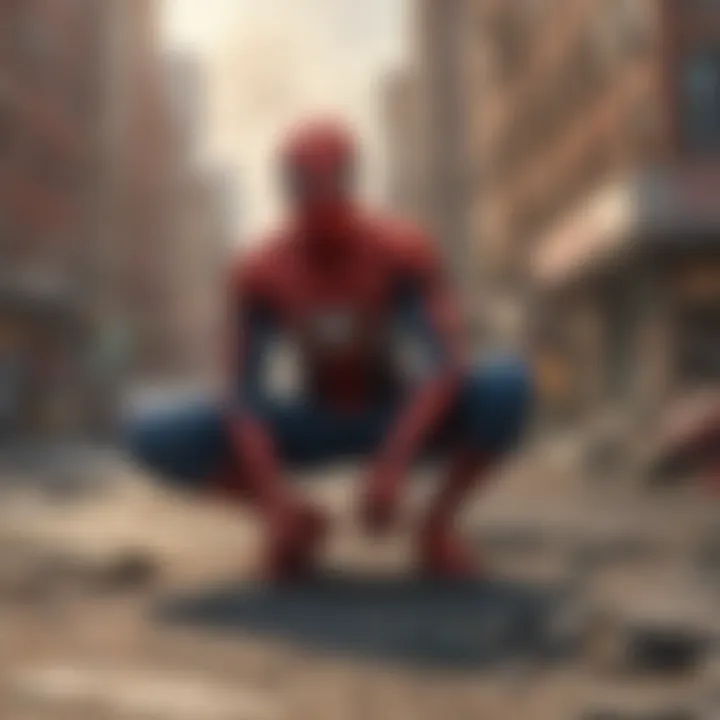 A cinematic shot of New York City highlighting Spider-Man's world