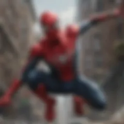 Dynamic action sequence featuring Spider-Man
