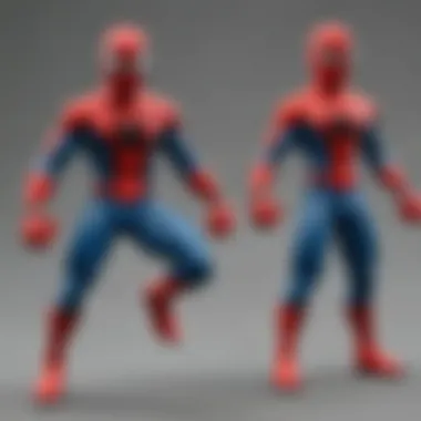 A comparison between official and custom Spider-Man minifigures demonstrating design differences.