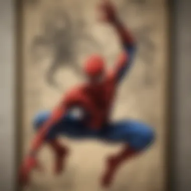 Spider-Man poster framed with comic book elements