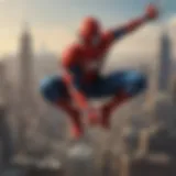 Spider-Man poster framed with skyline background