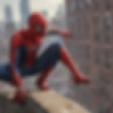 Spider-Man in his classic red and blue suit climbing a skyscraper