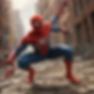 A powerful scene depicting Spider-Man facing a formidable foe