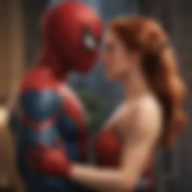 Dynamic portrayal of Spider-Man and Mary Jane Watson together