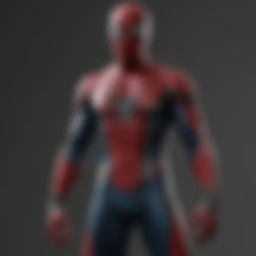 Detailed design elements of the Spider-Man skin suit