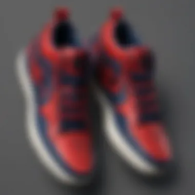 Close-up of Spider-Man sneaker design showcasing intricate details.