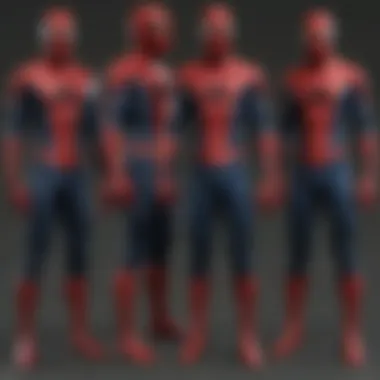 Comparison of classic and modern Spider-Man suits