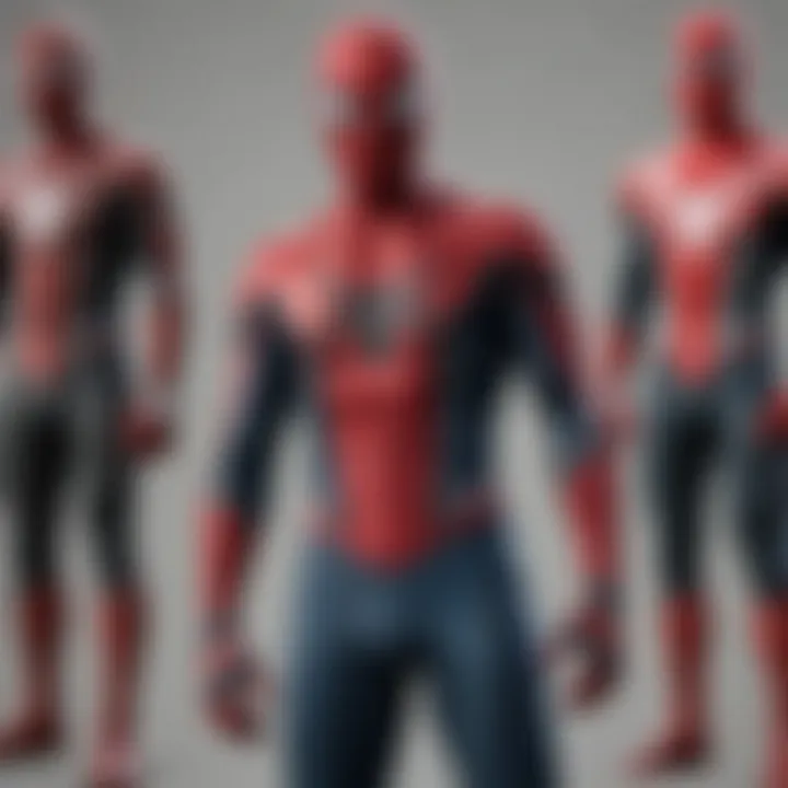 Close-up of Spider-Man's suit showcasing intricate details