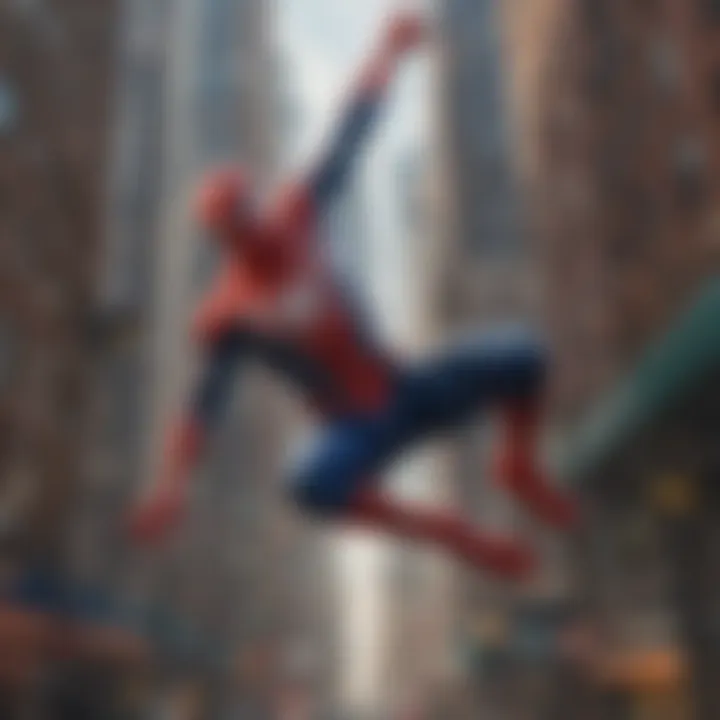 Spider-Man swinging through the city