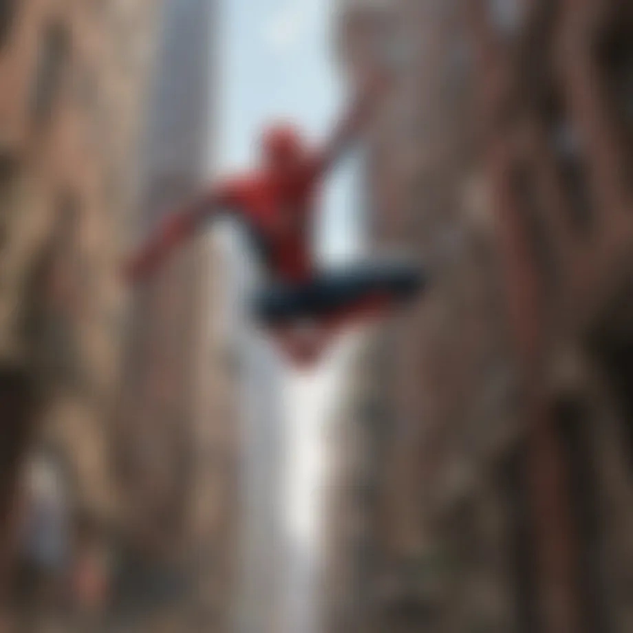 Spider-Man swinging through the city