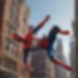 Spider-Man swinging through cityscape