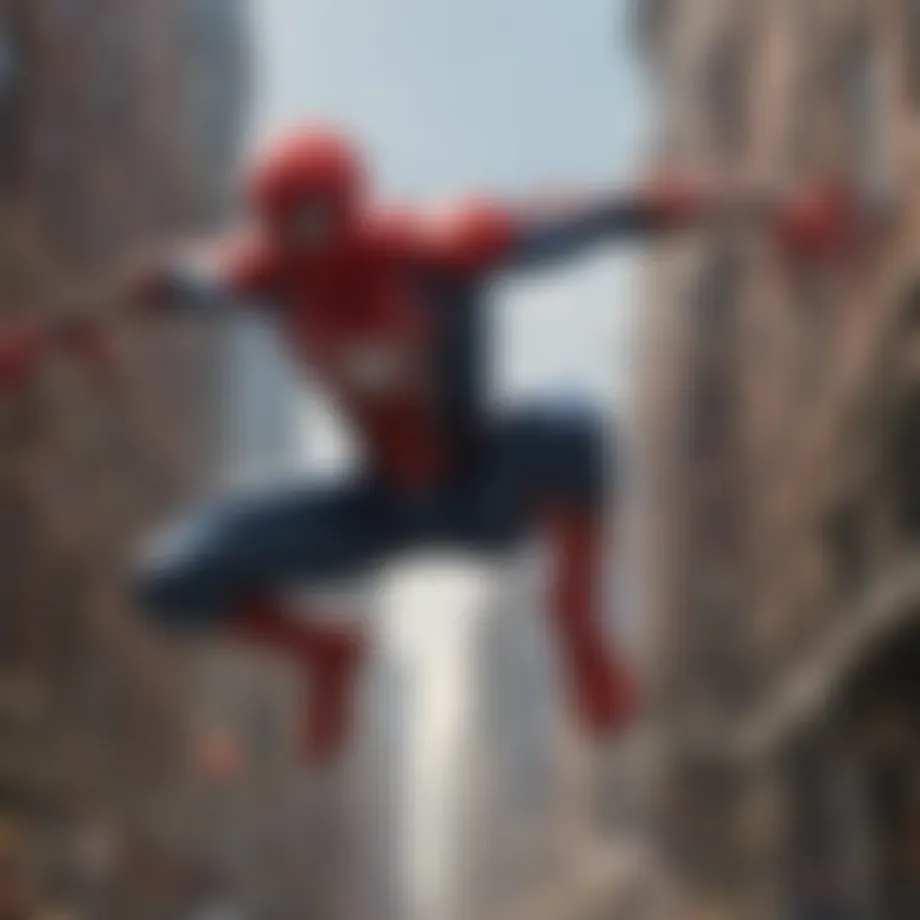 Spider-Man swinging through cityscape